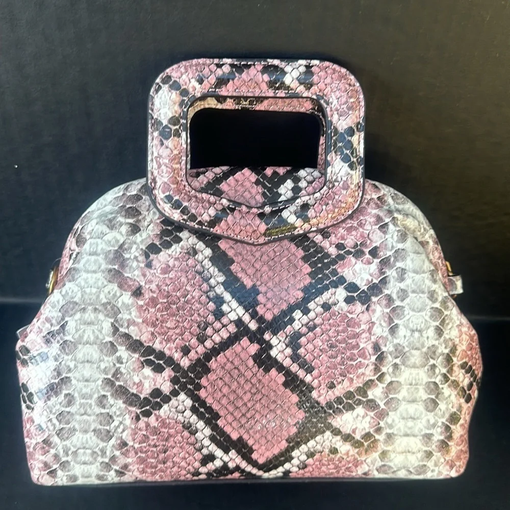 New GUESS Errin Snakeskin Small Frame Satchel